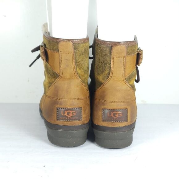 UGG Women's Cecile US 8 Brown Leather Waterproof Sheepskin Lined Duck Boots - Picture 9 of 15